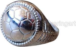 Bague pour homme, bague simple pour les amateurs de football, bague signet lourde, cadeau pour les fans, Noël, fabrication artisanale, bijoux personnalisés, bague en argent massif 925 - Product Image 6
