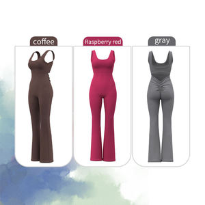 Vente en gros de vêtements de yoga et de fitness pour femmes, 2 pièces, haute qualité, impression personnalisée, légers, avec cordon de serrage, ensemble de yoga sans couture - Product Image 2