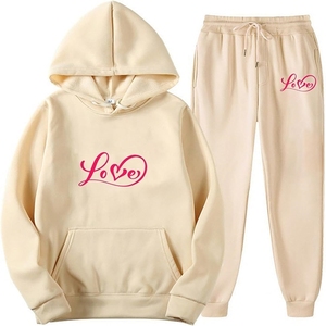 EN STOCK STYLE UNI 220GSM FEMMES 2 PIÈCES TENUE SWEATSUIT POLYESTER HOODIE SWEATSHIRT ET JOGGER PANTALONS DE SURVÊTEMENT ENSEMBLES 2024 - Product Image 3