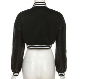 Chaqueta de cuero con cuello en V y hombros caídos personalizada de alta calidad para mujer, lona transpirable, estilo Varsity Letterman, tinte liso - Product Image 2