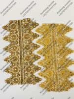 Dentelle marocaine dorée avec broderies, perles et paillettes, soluble dans l'eau, couleur personnalisée pour les bordures de vêtements - Offres en gros