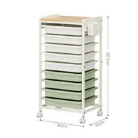 Carrito de Almacenamiento Resistente con Panel Perforado Lateral y 9 Cajones de Plástico, Fácil de Montar, Mueble para el Hogar, Cocina, Guardería, Carrito Utilitario