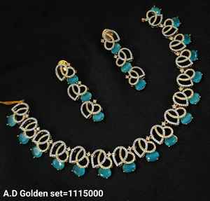 AMERICAN DIAMOND BRIDAL NECKLACE <b>SET</b> and HIGH QUALITY & CLASSIC EARRINGS <b>JEWELLERY</b> <b>SET</b> for WEDDING <b>JEWELLERY</b> CLASSIC STYLE <b>WOMEN</b> - Product Image 2