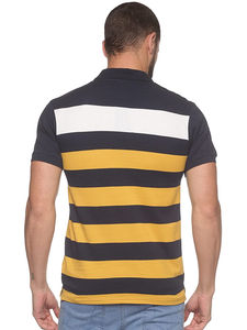 เสื้อโปโลคอปกลายทางสำหรับผู้ชายเสื้อเล่นกอล์ฟผ้าโพลีเอสเตอร์ผ้าสแปนเด็กซ์ทอแบบลำลอง - Product Image 4