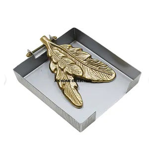 Caja de Pañuelos Clásica para Hogar, Hotel, Restaurante, Color Dorado, Diseño Floral, Decoración de Mesa de Metal y Accesorios - Product Image 4