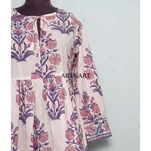 ชุดเดรสทำงานผ้าฝ้ายยาวระดับเข่าสำหรับผู้หญิง พิมพ์ลายดอกไม้ด้วยมือ เป็นมิตรกับสิ่งแวดล้อม ระบายอากาศได้ดี ทรงเอไลน์ สำหรับฤดูร้อนและฤดูใบไม้ร่วง - Product Image 2