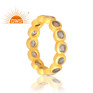 Anillo de piedras preciosas de labradorita natural chapada en oro de 18 quilates de Plata de Ley 925 más vendido, fabricante de joyería fina Demi - Product Image 2