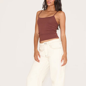 Top corto para mujer, Jersey de secado rápido, tejido de punto, chaleco deportivo sin mangas, entrenamiento físico, correr, gimnasio, cómoda Camiseta deportiva con etiqueta - Product Image 4