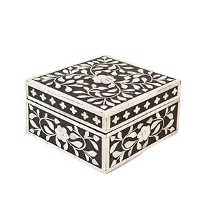 Boîte à bijoux en os incrusté artisanal avec motif floral, boîte de rangement pour bijoux en os incrusté de qualité supérieure pour femmes, emballage de bijoux - Product Image 1