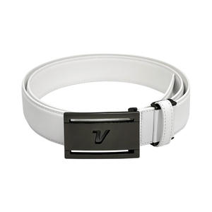 Cinturón de golf de cuero genuino para hombre [Volvik] con hebilla mate con logotipo V (blanco) Cinturón de golf de cuero genuino para hombre con logotipo V mate - Product Image 3