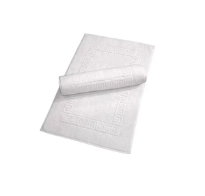Alfombra de baño clásica de algodón blanco, rectangular, con patrón geométrico, tejida, absorbente, de color sólido, para el suelo del baño. - Product Image 1