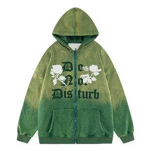 Sudadera con Capucha para Hombre, Estilo Urbano, Estampado Vintage, Felpa Desgastada, Chaqueta con Capucha y Cremallera, Chaquetas Góticas de Algodón - Product Image 2