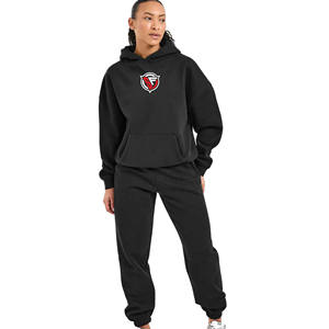 Chándal con capucha de dos piezas personalizado de alta calidad para mujer, patrón sólido, equipo de correr de gimnasio de talla grande para la temporada de invierno - Product Image 5