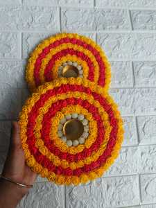 Fabriqué à la main indien Floral Rangoli bougeoir pour Diwali Navratri Temple décor entrée Floral tapis indien mariage décor cadeau - Product Image 4