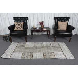 Alfombra Turca Vintage de 3.1x7.5 pies, Alfombra de Lana con Rayas Grises - Product Image 2