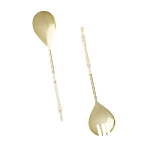 Stylish Design Silver Metal Salad Server <b>Spoon</b> and Fork Set With Rope Handle for Dining <b>Table</b> Salad Server Sets - Product Image 2