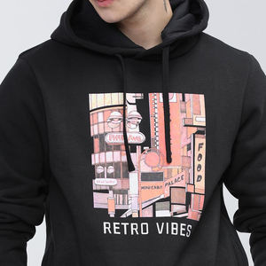 Sweat à capuche noir de haute qualité 300 g/m², lourd, en coton et élasthanne, épaules tombantes, sans cordons, surdimensionné pour homme - Product Image 3