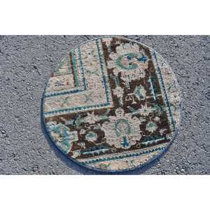 Handmade Traditional Green <b>Blue</b> 1.9x1.9ft Turkish <b>Rug</b> Large Area Abstract Pattern Rectangle <b>Rugs</b> for <b>Bedroom</b> Hallway Bedside Use - Product Image 4