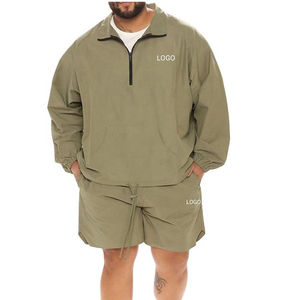 เสื้อแจ็คเก็ตกางเกงขาสั้นของผู้ชายชุด2ชิ้นกางเกงขาสั้นเอวยางยืดระบายอากาศมีกระเป๋าโลโก้ออกแบบได้ตามต้องการ - Product Image 5