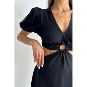 Vestido Largo con Cuello en V Topshow, Color Negro, Producto al por Mayor - Product Image 1