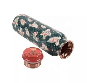 99.9% Cobre puro 500ml Hecho a mano Ecológico Metal Reutilizable Botella de agua Tapa Resistente a la corrosión BP Free Health Indian - Product Image 1