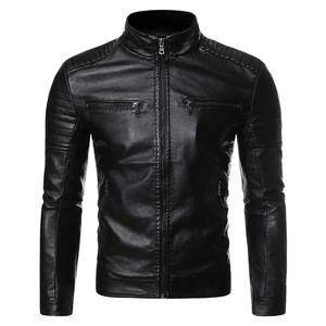 Automne nouvelle veste en cuir pour hommes mode coréenne Cool manteau à glissière avec col montant en gros veste en cuir de mouton - Product Image 6