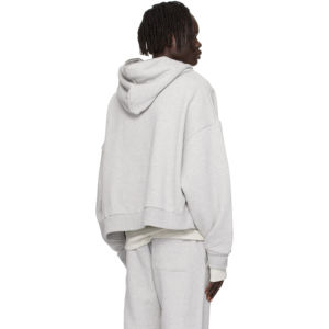 เสื้อฮู้ดซิปเต็มตัวสำหรับผู้ชายผ้าคอตตอนขนแกะ100% สีขาวออกแบบได้ตามที่ต้องการสำหรับฤดูหนาว - Product Image 4