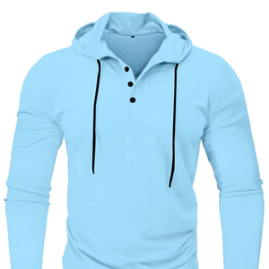 Sweat à capuche Slim Fit pour hommes, sports de plein air, sweat-shirt décontracté à manches longues, respirant, avec capuche à cordon de serrage et design de t-shirt - Product Image 6