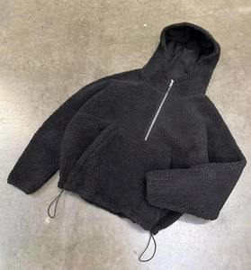 Custom thick <b>sherpa</b> ninja <b>hoodie</b> windproof half zip lamb wool jacket fluffy <b>fleece</b> <b>men</b> <b>hoodie</b> 2025 New Fashion Premium Quality - Product Image 3