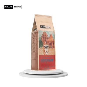 Café moulu aromatisé à la noix de coco, torréfaction moyenne, arôme de noix de coco distinctif, café populaire, best-seller pour la vente au détail, la vente en gros et l'OEM - Product Image 1