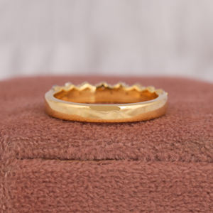 Alliance en or jaune 14 ct certifiée avec diamants classiques de laboratoire à sept coupes, plaqué or rose, cadeau d'anniversaire pour filles - Product Image 3