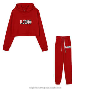 Logo de marque personnalisée et marque de distributeur Sweats à capuche pour femmes Ensemble de survêtement Sweat-shirt uni et pantalon de survêtement Pantalon de survêtement - Product Image 5