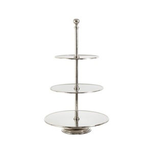 Supports de gâteau gris de piédestal de forme ronde vintage antique de style ferme en métal galvanisé artisanal - Product Image 5