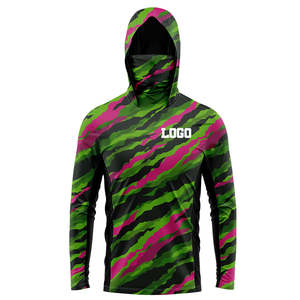 Venta al por mayor personalizado impreso 100% poliéster secado rápido protección UV ropa UPF50 + hombres mujeres pesca camisas con capucha - Product Image 4