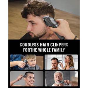 Kit de tondeuses à cheveux professionnelles pour hommes, sans fil, avec lames en acier inoxydable, rechargeable, étanche (IPX7) - Product Image 5