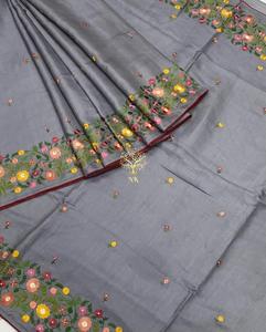 Femme 100% Handloom Pure Tussar Munga Soie Saree Tissé à la main Brodé Durable Premium Artisanal Tissu d'Inde - Product Image 3