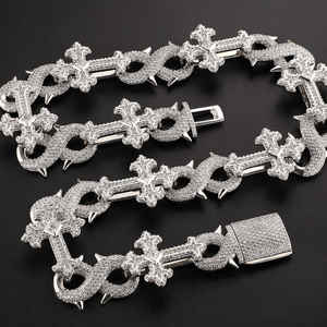 Vente en gros de bijoux fins collier de moissanite croix en argent sterling 925 Vvs Moissanite diamant chaîne de moissanite pour hommes - Product Image 2