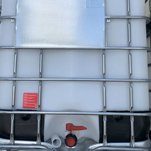 ถังเก็บสารเคมี HDPE ทรงสี่เหลี่ยม IBC ขนาด 275 แกลลอน ถังเก็บน้ำ 1000 ลิตร สีขาว ถัง IBC โรงงานผลิตถังพลาสติก F&b - Product Image 1