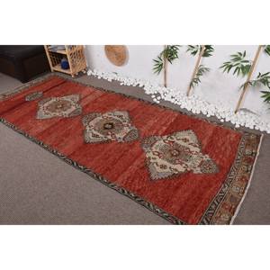 Vintage 3.9 X 10ft Rouge Beige Turc Laine Tapis Classique Grande Surface Décoratif Patchwork Rectangle avec Latex Support Couloir Style - Product Image 3