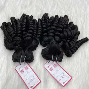Extensions de cheveux vierges vietnamiens Remy de 24 pouces Cheveux humains bruts à double tirage noirs à la machine Twist Curly Style de haute qualité - Product Image 1