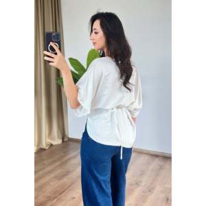 Blusa Blanca con Lazos Cruzados al Por Mayor - Blanca - Product Image 5