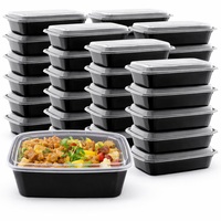 Boîte à lunch en plastique jetable transparente rectangulaire personnalisée de 500 ml, 650 ml, 750 ml, 1000 ml, contenants alimentaires jetables avec couvercle