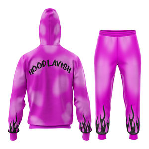 Conjunto de Dos Piezas para Hombre de Alta Calidad para Invierno, 400GSM, 100% Algodón, Lavado Desteñido al Sol, Pantalones Anchos, Sudadera con Cremallera y Pedrería - Product Image 2