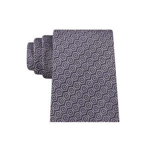 Cravatta da uomo Calvin Klein in seta a pois esagonali, classica casual grigia jacquard a pois e righe in lana e poliestere, taglia regolare, ideale per regali - Product Image 2