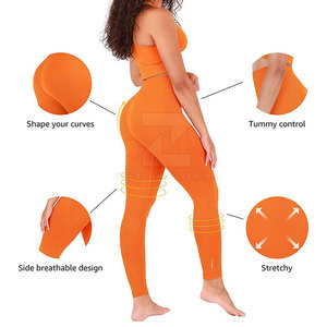 Femmes Solide Taille Moyenne Spandex/Nylon Léger Respirant Séchage Rapide Sans Couture Taille Élastique Leggings Gym Fitness Workout Yoga - Product Image 5