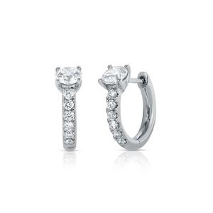 Pendientes de aro colgantes de oro blanco y rosa de 10 quilates de moda con diamantes cultivados en laboratorio para bodas y aniversarios - Product Image 3