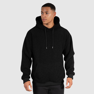 Alta calidad 330gsm Coral rizado polar bordado sudaderas con capucha personalizado Sherpa forrado cremallera pulóver con capucha para hombres al por mayor - Product Image 3