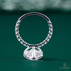 Bague de fiançailles solitaire en diamant taille cœur et taille rond, couleur D E, clarté VVS2 VS1, bijou raffiné, cadeau pour elle - Product Image 3