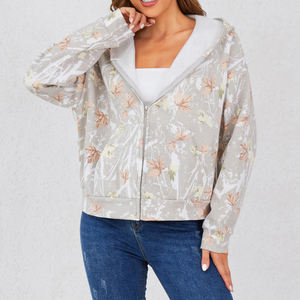 High Quality Terry Oversized 300gsm Hoodie Blank Unisex Cropped <b>Turtleneck</b> Zipper-up Short Hodies <b>for</b> <b>Woman</b> - Product Image 1