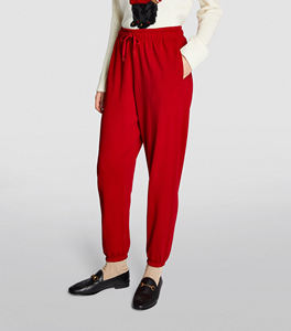 Vêtements actifs personnalisé à la mode élégant coton poids lourd ceinture élastique couleur rouge uni pantalon blanc pantalon pour les femmes - Product Image 3